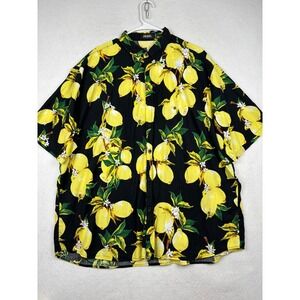 Jogal Button Down Shirt Mens XXXL Lemon Print Short Sleeve